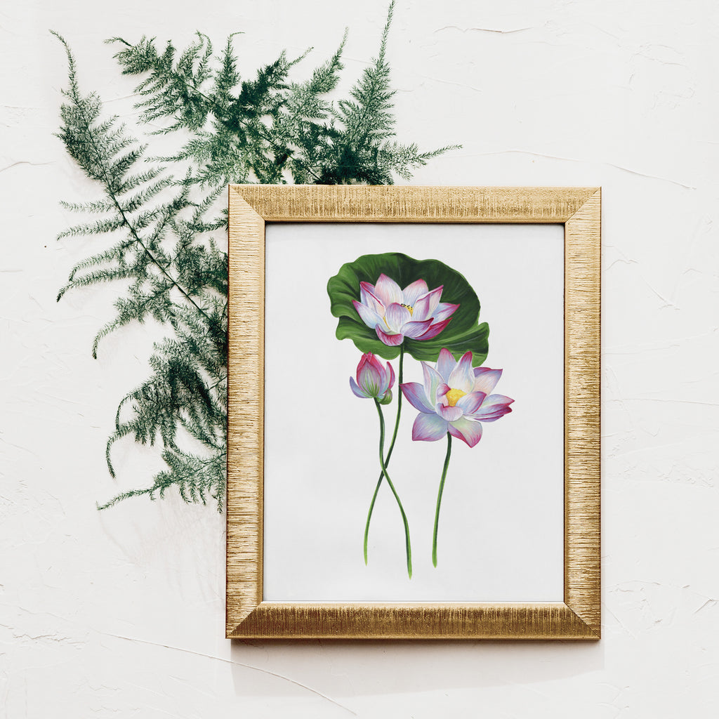 lotus and lily pad art print wall decor by JesMarried