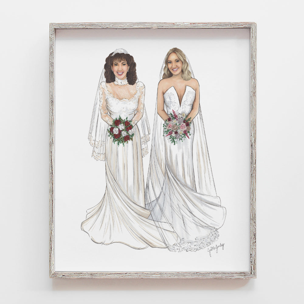 two person generations drawing gift for mother of the bride