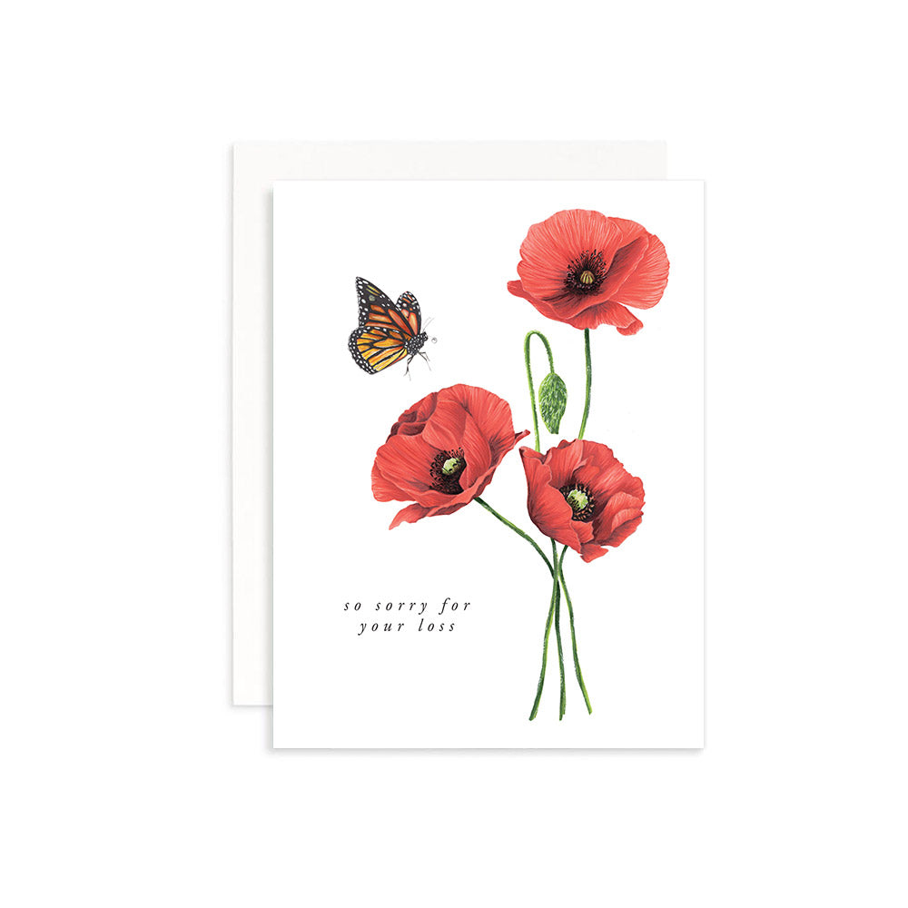 So Sorry For Your Loss red Poppies Greeting Card