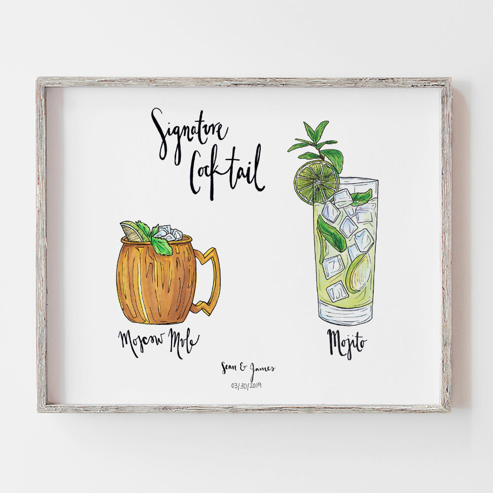 Custom signature cocktail drink sign for open bar by jesmarried