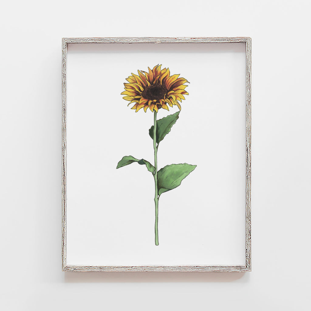 yellow sunflower art print for rustic farmhouse home