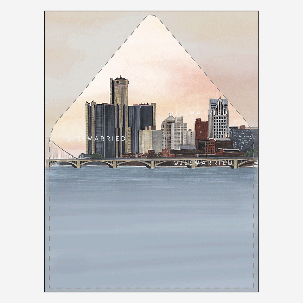 Detroit, Michigan Skyline Illustration