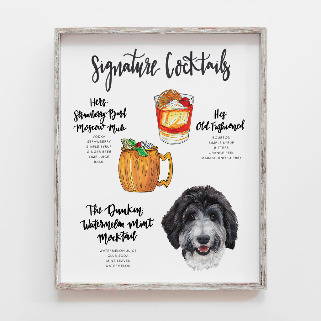 Custom Signature Pet Cocktail Sign