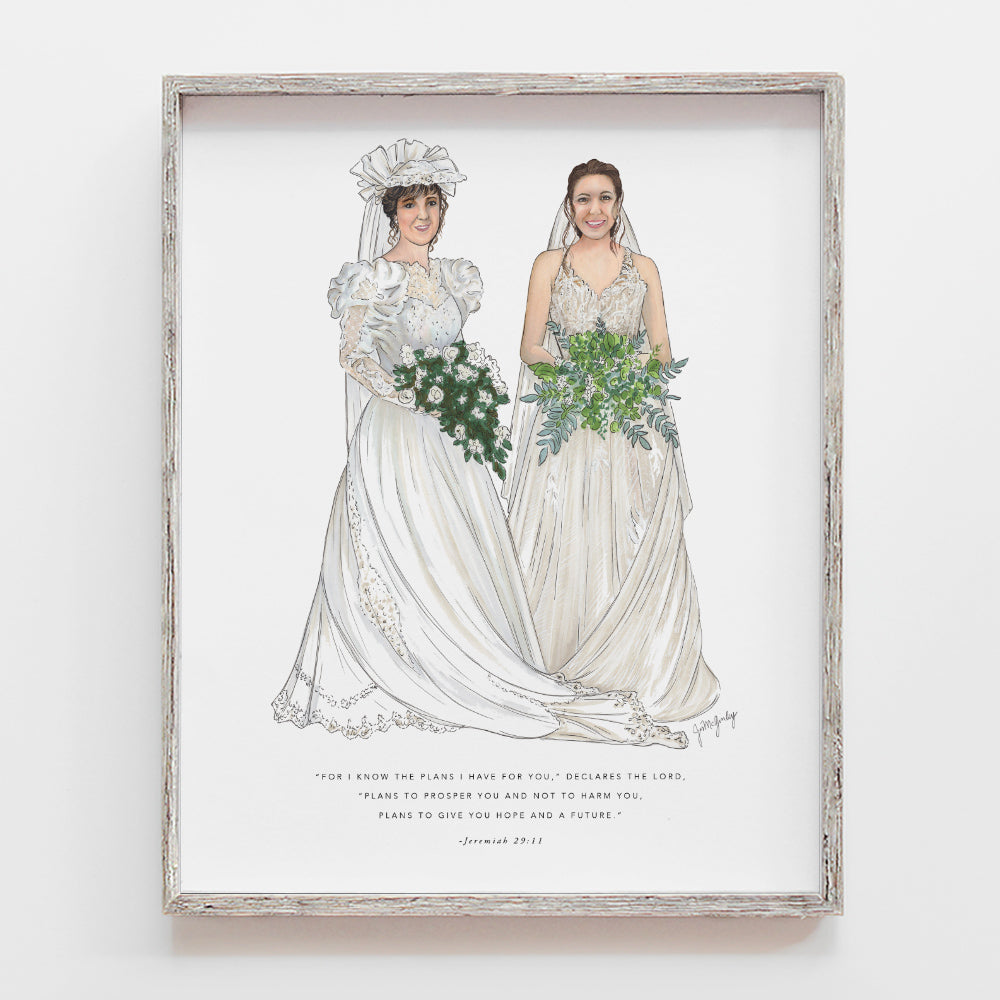 two person generations drawing gift for mother of the bride