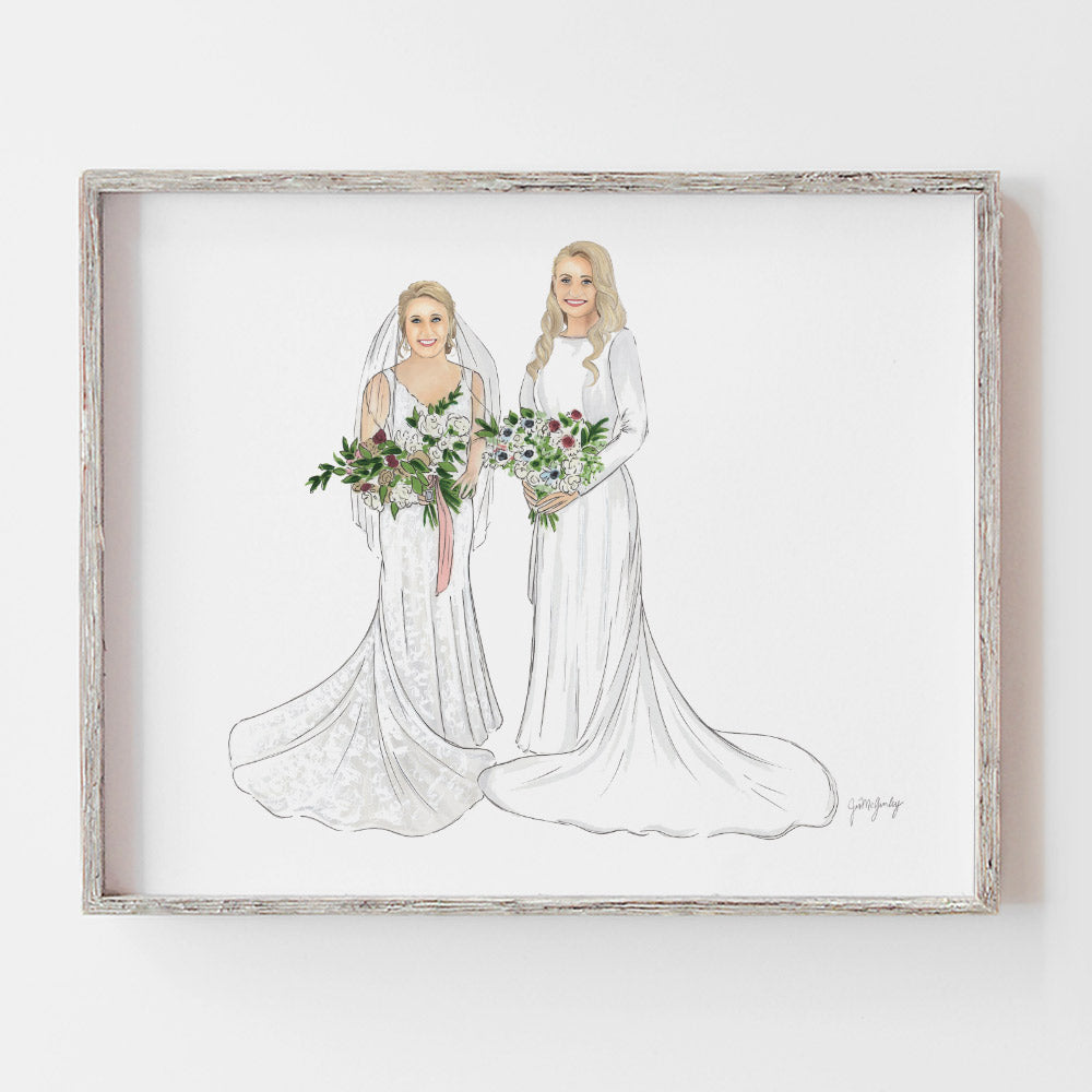 Custom Bridal Portrait - Two Person Front Facing