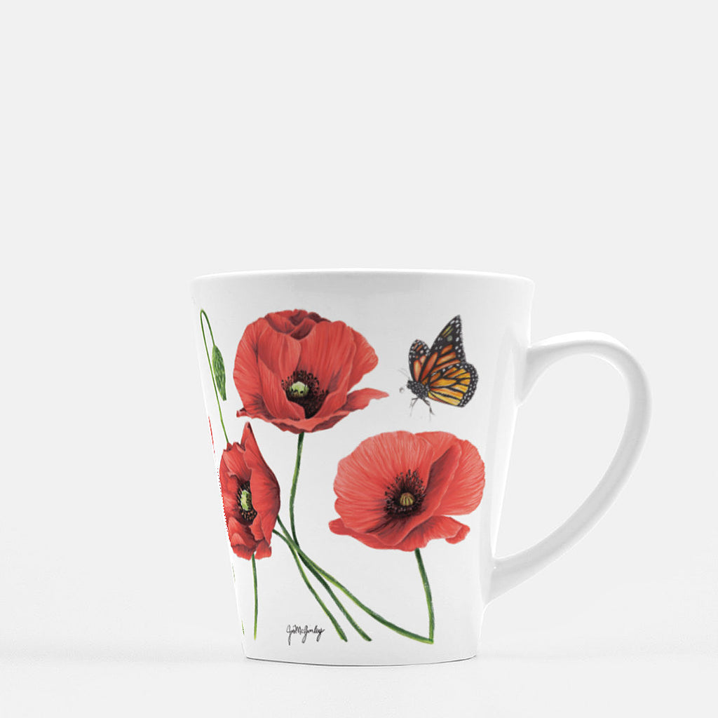 Red Poppies and butterfly Mug by JesMarried
