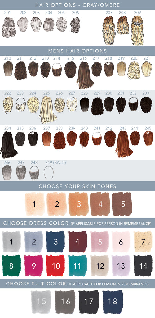 Extra hair, skin and dress color options for Mother of the groom ornament