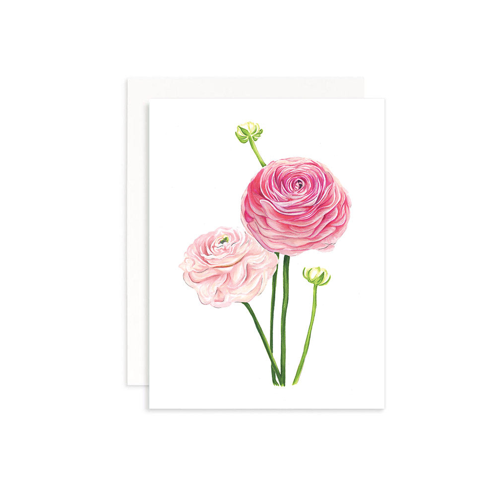 pink ranunculus greeting card
