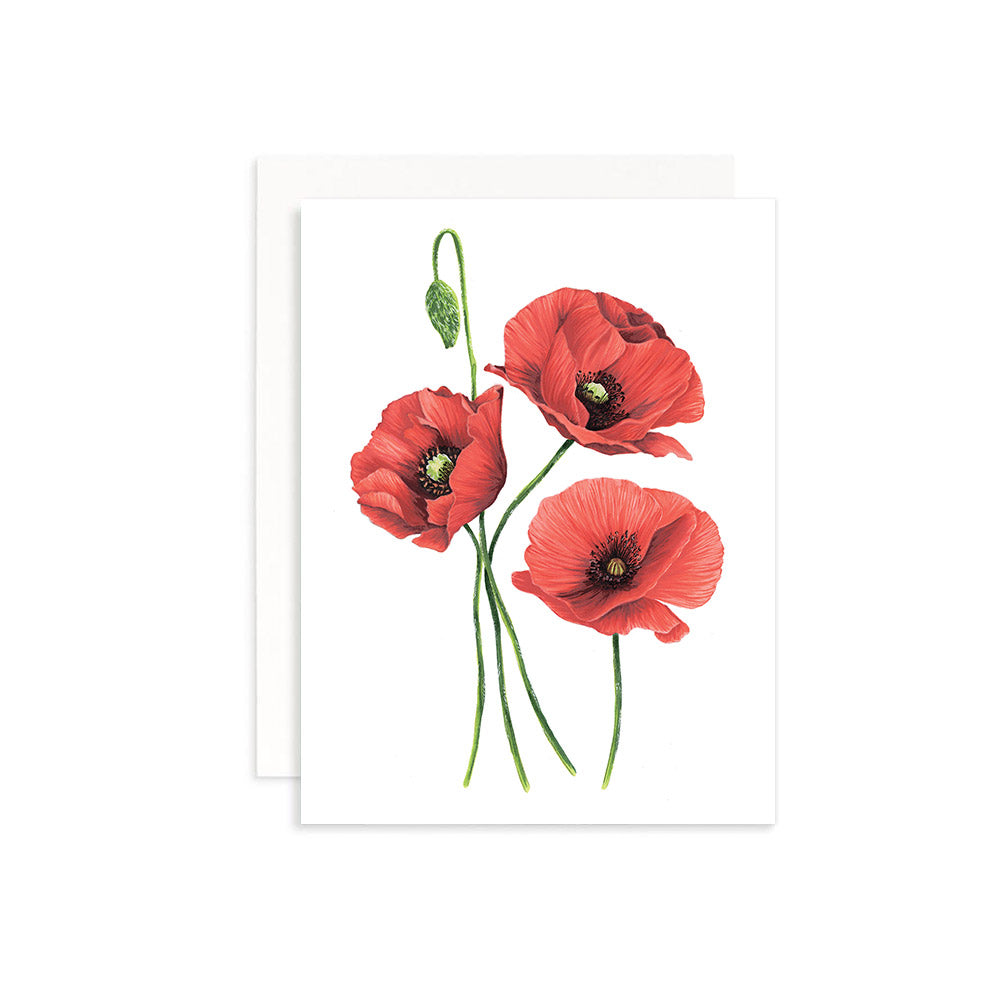 Bouquet of Flowers Greeting Card Box Set of 6 - red poppies