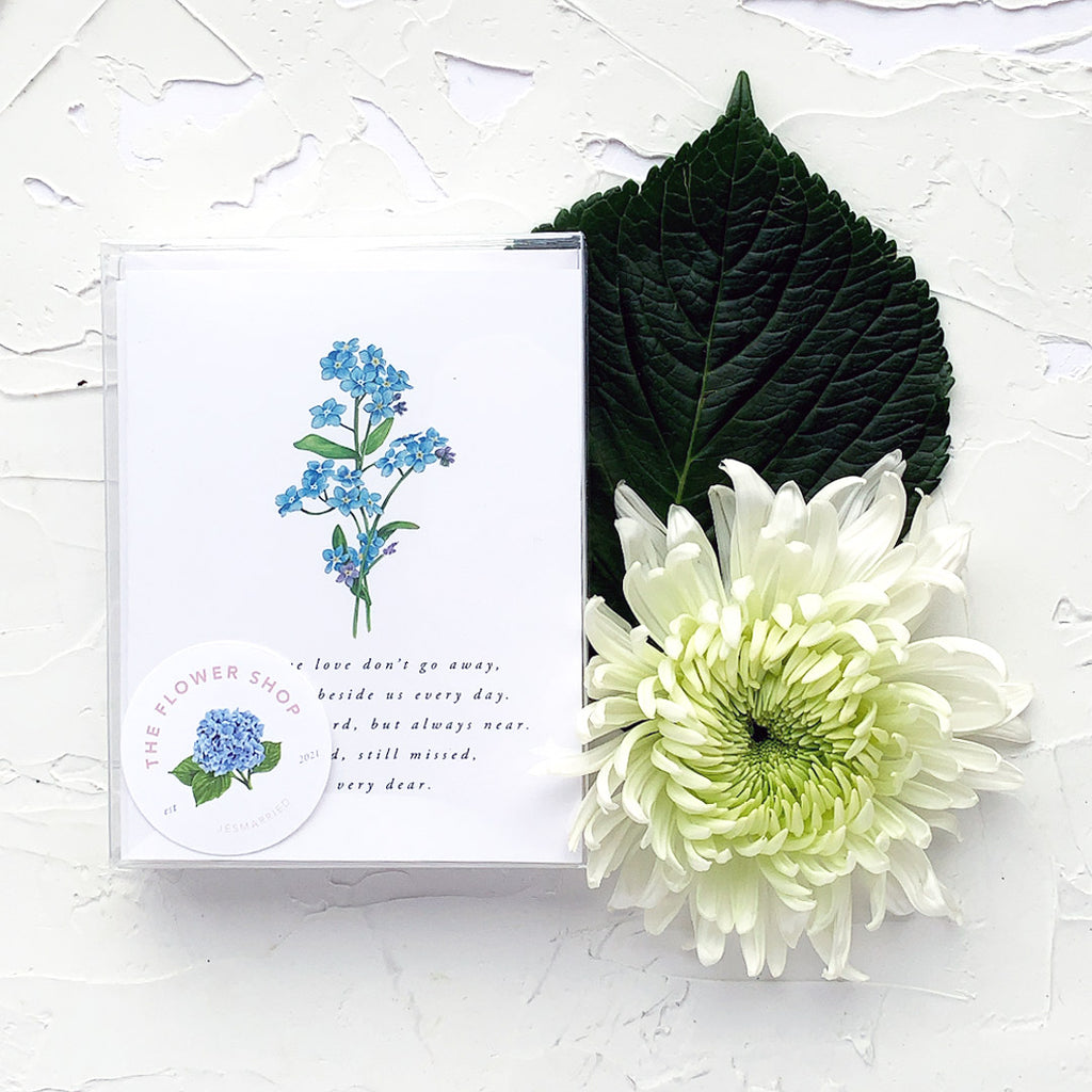 Those We Love Don't Go Away Forget Me Not Greeting Card box set of 6