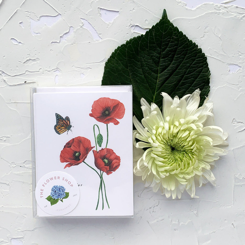 So Sorry For Your Loss red Poppies Greeting Card box set of 6
