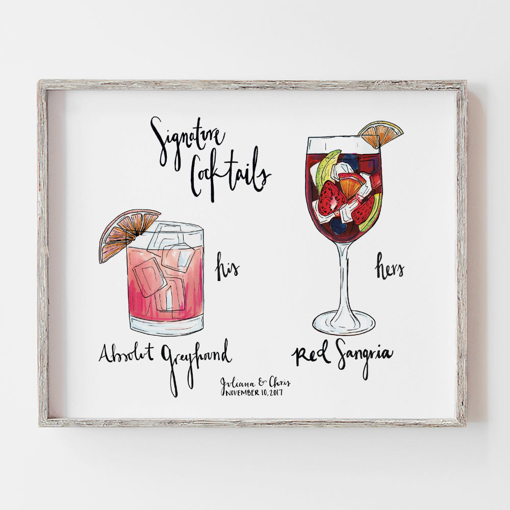 Custom signature cocktail sign sangria by JesMarried