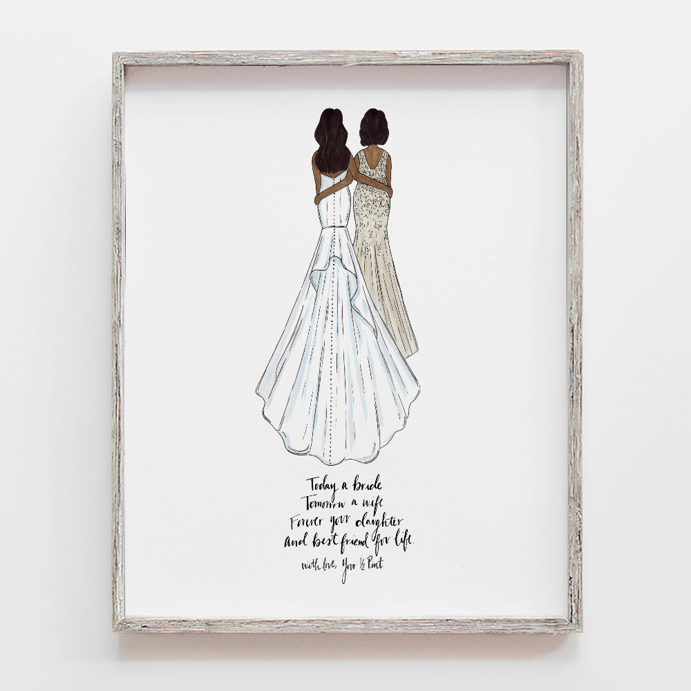 Custom mother of the bride drawing and thank you gift from daughter for wedding by JesMarried