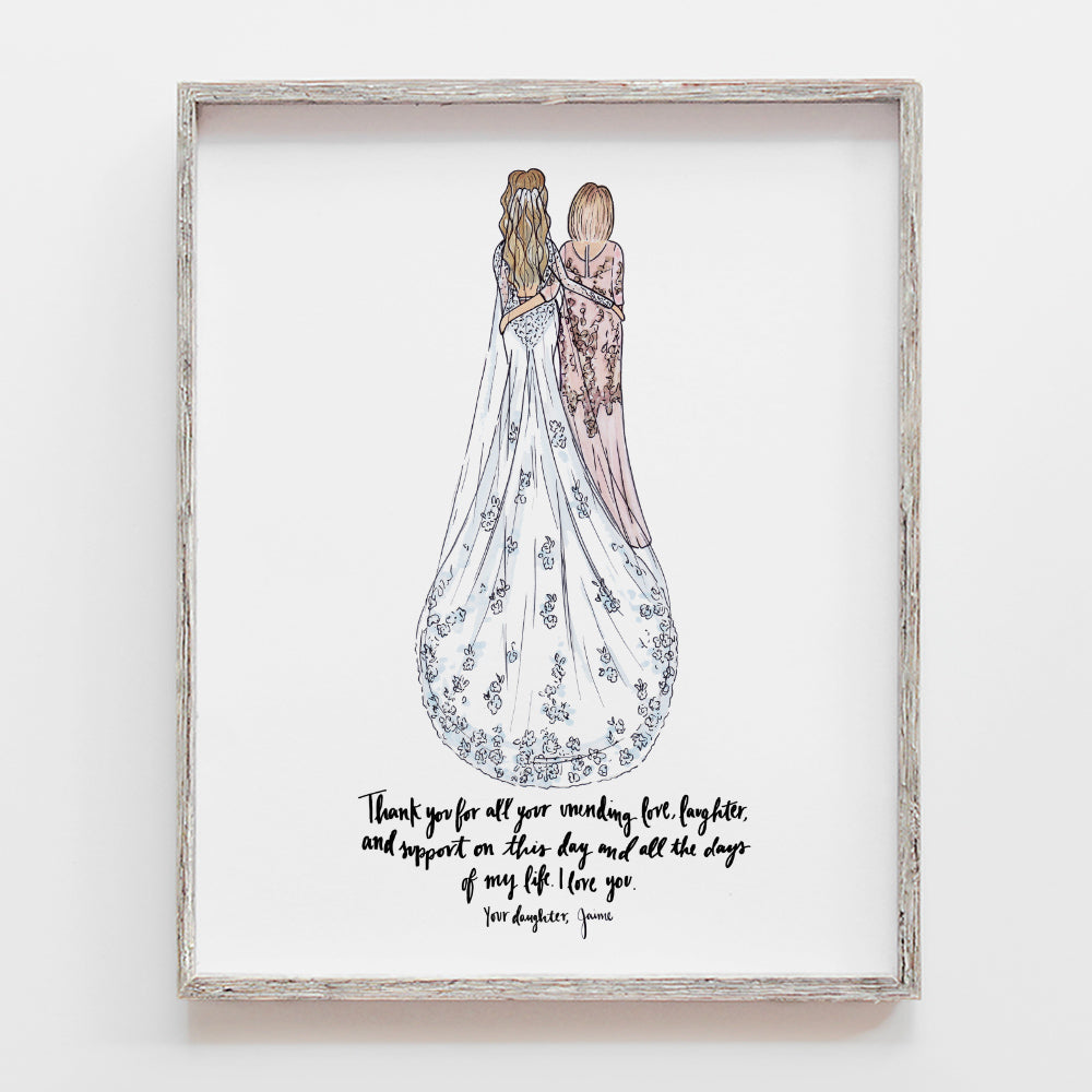 Custom mother of the bride drawing and thank you gift from daughter for wedding by JesMarried