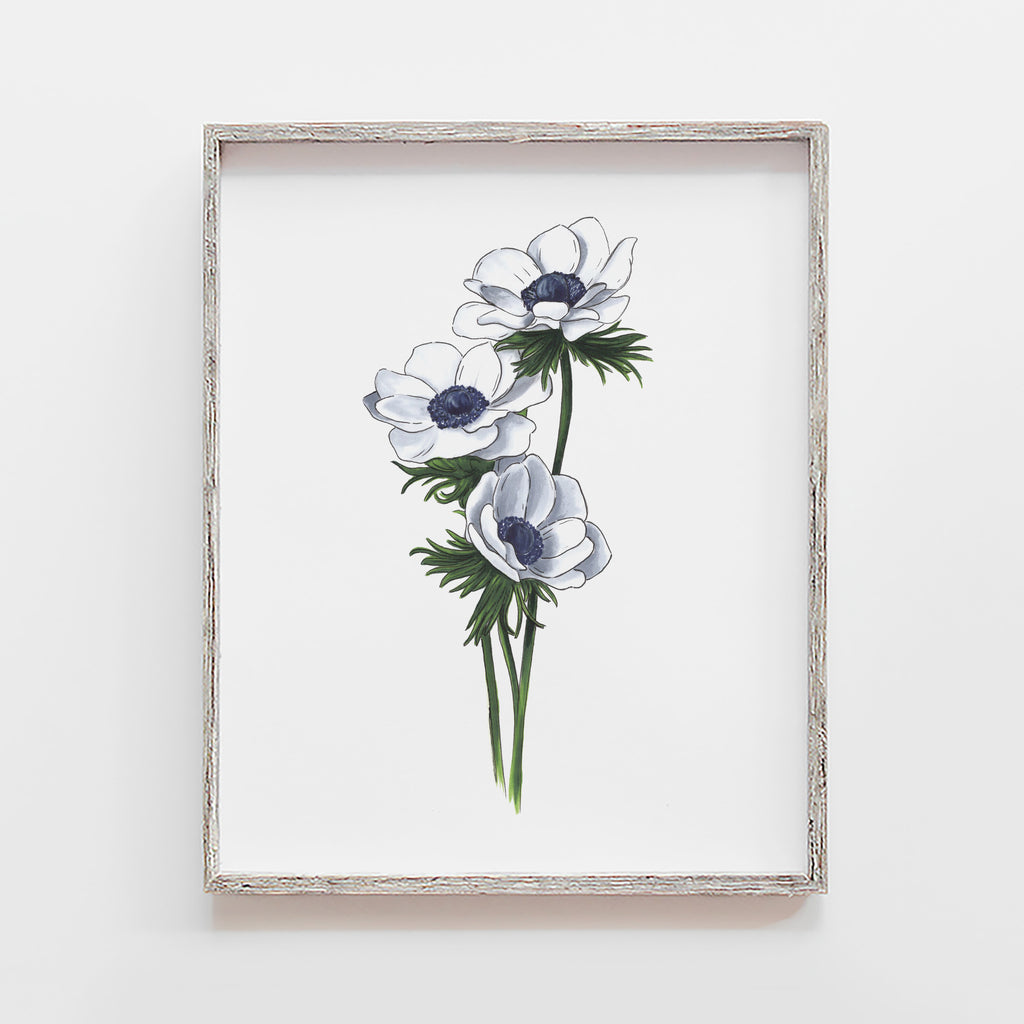 white anemone art print by JesMarried